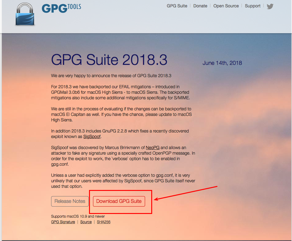 gpg mail sierra support